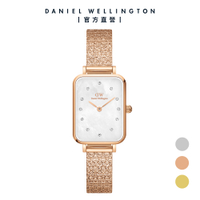 Daniel Wellington DW 手錶 Quadro Lumine 20X26-星辰系列貝母盤麥穗鋼琴方錶-冰川白-三色任選 DW00100578