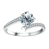 【#172】925 Sterling Silver Classic Four Claw 1CT Moissanite Proposal Wedding Ring