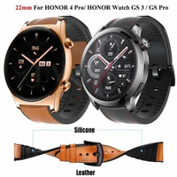 22mm Leather+Silicone Band For Honor 4 Pro Magic Watch 2 46mm Smartwatch Strap Bracelet for Honor GS Pro GS 3i GS 3 Wristbands