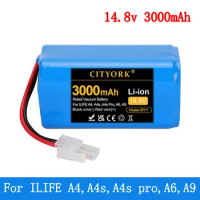 100%New Original 14.8V 3000mAh li ion Rechargeable Battery For ILIFE A4 A4s A4s pro A6 A9 Robot Vacuum Cleaner iLife battery