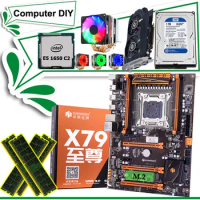 HUANANZHI X79 Gaming Motherboard Combo with HI-SPEED M.2 SSD Slot CPU Intel Xeon E5 1650 Radiator Video Card GTX750Ti 2G 1TB HDD