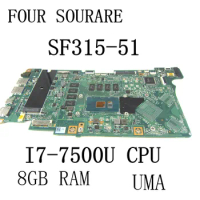 For Acer Swift 3 SF315-51 Laptop Motherboard with I7-7500U CPU 8GB RAM BE5EA Mainboard UMA