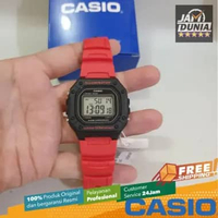 JAM TANGAN PRIA CASIO ORIGINAL DIGITAL CASIO W-218H-4B CASIO W 218H 4B CASIO W218 RED RUBBER STRAP/G