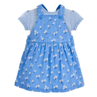 【JoJo Maman BeBe】幼童裝 女童 短袖洋裝 100%純棉 2件式_藍色花海(JJH1396)