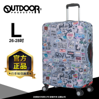 【OUTDOOR】行李箱保護套-塗鴉-L ODS18B01LGY