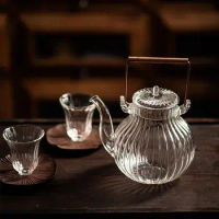 New Threaded Heat-resistant Glass Teapot Tea Set Electric Pottery Stove Teapot Cup Teapot Kettle Kungfu Tea Set Boutique