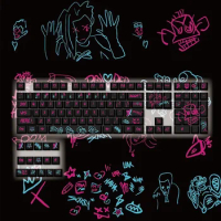 ECHOME Arcane Theme Keycaps PBT Dye Subbed Cherry Profile Custom Jinx Scrawl Keyboard Cap Key Cap for Mechanical Keyboard Gift