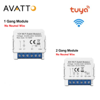 AVATTO Tuya WiFi Smart DIY Light Switch Module 1 2 Gang No Neutral Smart Life APP Remote Control Work With Alexa Google Home