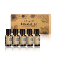 AKARZ Hots Essential Oil Set with Tea Tree, Patchouli, Peppermint, Rosemary - Aromatherapy, Massage, Spa