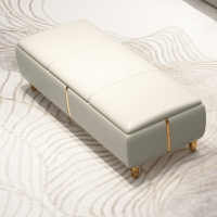 床尾凳 輕奢 臥室床榻 不銹鋼 鍍金凳子 床前長條 頭層真皮實木沙發 凳