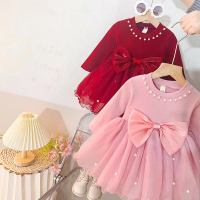 Children's Spring Stylish Dress 2025 Autumn Style Baby Girl Princess First Birthday Mesh Dress Child