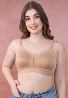 Clovia Clovia Non-Padded Non-Wired Spacer Cup Full Figure Bra in Nude Colour - Cotton