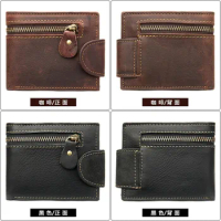 Men's Wallet Leather Zipper Buckle Multifunctional Coin Purse New First Layer Leather Wallet Men