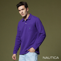 NAUTICA男裝 品牌LOGO刺繡口袋長袖POLO衫-紫