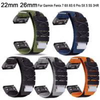 Sport Nylon Loop Strap for Garmin Fenix 7 6X 6S 6 Pro 5X 5 5S 3HR Bracelet for Garmin Band 22mm 26mm Belt Watchband Accessories