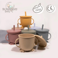 Promotion 50% offFood Grade Silicone Baby Holding Learning Cup Baby Straw Drinking Cup Baby Anti-spi