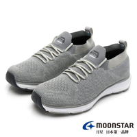 【MOONSTAR 月星】輕量緩震透氣飛織鞋(灰色)