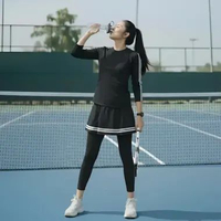Setelan Baju Olahraga Rok Celana Sport Wanita Gym Running Outfit Kekinian - Sport Set Legging Sport 