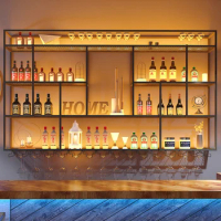 Club Furniture Showcase Bar Bottle Storage Liquor Floating Shelf Wall Wine Cabinet Luxury Living Room Bar Mueble Corner Mini