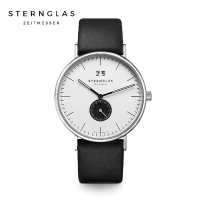STERNGLAS 德國希丹格斯 S01-IV01-PR07 伊沃小三針白盤文青石英錶(黑錶帶) 40mm 男/女錶