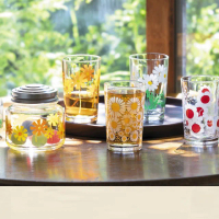 【ADERIA】日本製復古玻璃杯 水杯 4款各1 共4杯 200ml 昭和系列(玻璃杯 水杯 飲料杯)