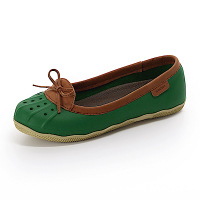 美國加州 PONIC&amp;Co. ELLA 防水輕量 娃娃鞋 雨鞋 綠色 防水鞋 懶人鞋 休閒鞋 環保膠鞋 平底 真皮滾邊