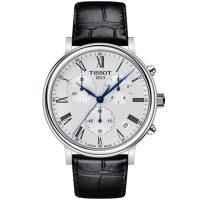 【TISSOT 天梭 官方授權】Carson 羅馬三眼計時石英錶-41mm 禮物 送禮 推薦(T1224171603300)