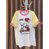 [Qotton land]มือ1 เสื้อยืดโอเวอร์ไซท์ผ้าหนานุ่ม ลายคิตตี้(อกหน้าผ้า46“)