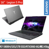 【Lenovo】Legion 5 Pro 16吋電競筆電 82JQ00MDTW(R7-5800H/32G/1TB SSD/RTX3060-6G/WIN11)