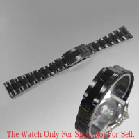 Rolamy 20 22mm Top Quality Black Stainless Steel Watch Band Replacement Wrist Strap Bracelet With Oyster Clasp For Rolex Seiko