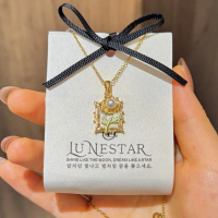 Lunestar Kalung Mutiara Bunga Matahari Yang Indah Dengan Gaya Lukisan Cat Minyak Kalung Bunga Mutiar