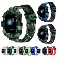 Camouflage Watch band Case for Apple Watch 44mm 42mm 45mm 38/40 Strap for Apple Watch Series 6 5 SE 4 Silicone Bracelet iwatch 7