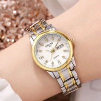 Jam Tangan Wanita Rantai Oruss Classic Analog Kalender Aktif Tahan Air Elegan Minimalis Garansi 1 T