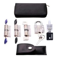 Transparent Padlock Set Clear Cylinder Lock Practice Pick Set for Locksmith Training Lock with Keys