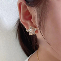 Fresh Water Real Pearl Stud Earrings Women's French Style High-Grade 925 Silver Needle Drip Glazed B