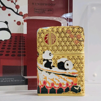 Zippo Original Jacket Winter Panda Gold Plated 5 sisi Japan Finish