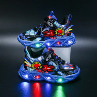 Light-up Spider-Man children's shoes, new spring and autumn models, boys' sports shoes, running shoe