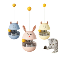 【SUNORO】貓咪不倒翁滑球漏食玩具(漏食器 逗貓棒 寵物玩具 益智 解悶 自嗨)