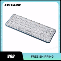 Eweadn V68 3 Mode Wireless Bluetooth Keyboard Mechanical Keyboards 68keys Transparent RGB Custom Hot-Swap Office Gaming Keyboard