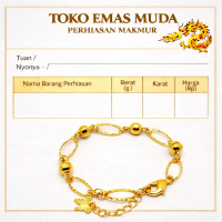 Gelang tangan wanita motif jurai bola, gelang tangan emas muda free surat