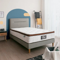 【麗得傢居】貝斯3.5尺床架+米登涼感獨立筒床墊二件式 單人加大床組 床台(腳高13cm掃地機可進)