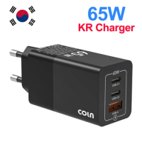65W GaN Korea Charger USB C Charger KR Plug 65W Adapter power Quick PD3.0 PPS Fast Charge for MacBook Samsung S24/S23 iPhone 15