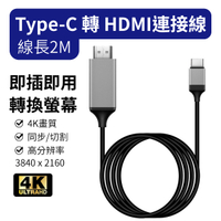 轉接線 TYPE-C 轉 HDMI 連接線 2米 螢幕線 螢幕連接線 即插即用 手機 電視