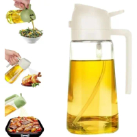 2-in-1 470ml Olive Oil Sprayer for Cooking Air Fryer Vinegar Sprayer Glass Oil Dispenser for Kitchen Air Fryer Salad Baking BBQ