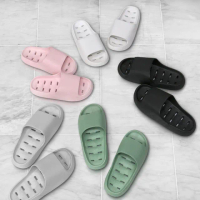 【寢室安居】EVA厚底排水拖鞋-44-45-黑色(輕量/防滑止滑/室內拖鞋/浴室拖鞋)