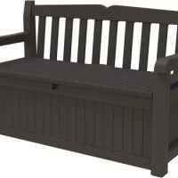 Keter Solana 70 Gallon Storage Bench Deck Box for Patio Furniture, Front Porch Decor and Outdoor Seating