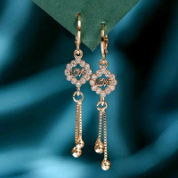 Promo Anting Titanium Wanita Motif Love Panjang. Lapis Emas Anti Karat & Anti Luntur