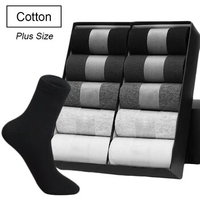 MOJITO,10 Pairs /Lot Plus Size Classic Business Socks for Men and Women Autumn Casual Soft Black 100% Cotton Male Socks Size 48