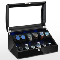 6+6Watch Winder for Automatic Watches Watch Box Automatic Winder Japanese Motor with Battery OptionBuilt-in LED
