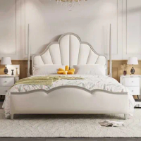 Storage Leather Double Bed Glamorous Shelves White Full Size Twin Bed Frame Queen Wood Sleeping cama box casal nordic furniture